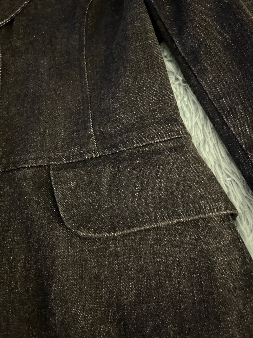 LAUREN by RALPH LAUREN BLACK DENIM W VELVET COLAR STUNNING TAILORED COAT NEW M - Picture 4 of 16